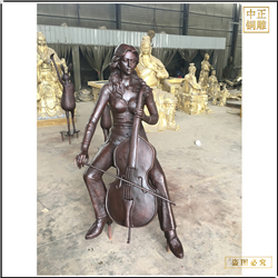 現代廣場(chǎng)拉大提琴人物銅雕塑